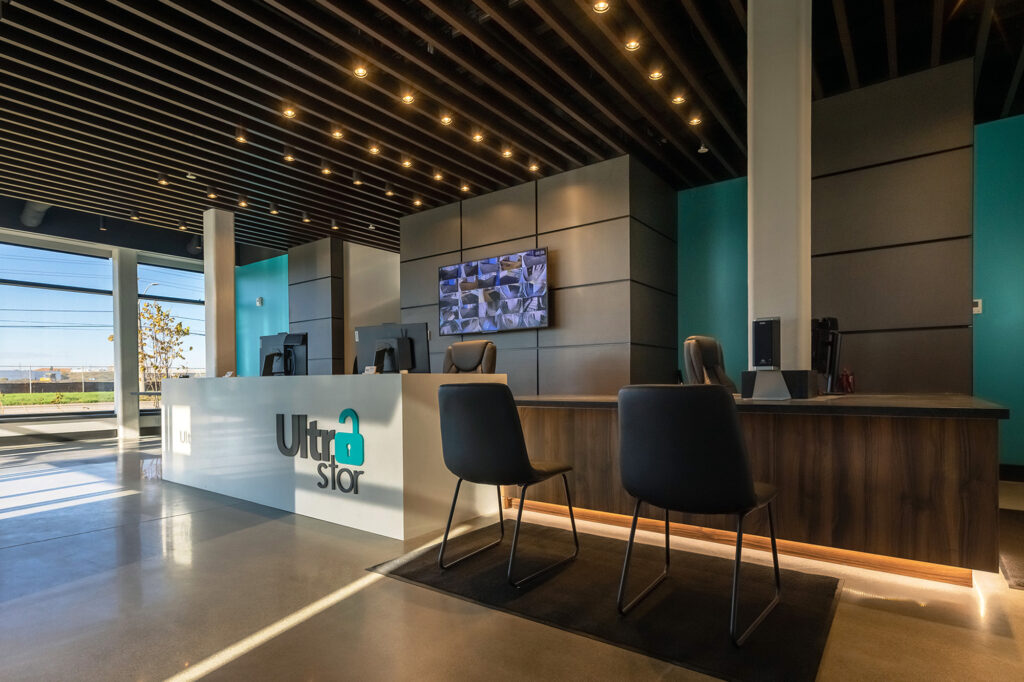 reception desk with Ultrastor logo